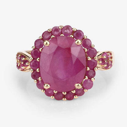5.09 Carat Glass Filled Ruby and Ruby .925 Sterling Silver Ring  DestGlow
