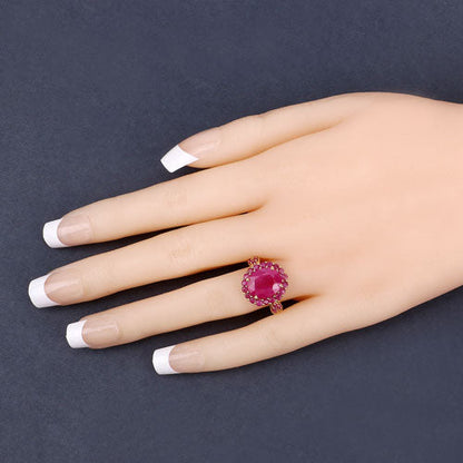 5.09 Carat Glass Filled Ruby and Ruby .925 Sterling Silver Ring  DestGlow