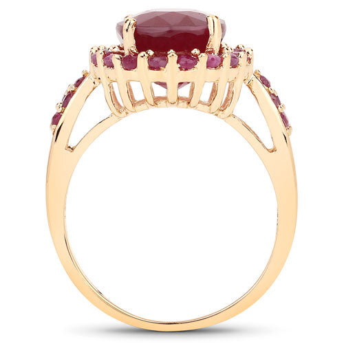 5.09 Carat Glass Filled Ruby and Ruby .925 Sterling Silver Ring  DestGlow