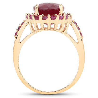 5.09 Carat Glass Filled Ruby and Ruby .925 Sterling Silver Ring  DestGlow