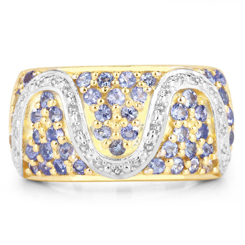 1.38 Carat Genuine Tanzanite .925 Sterling Silver Ring  DestGlow
