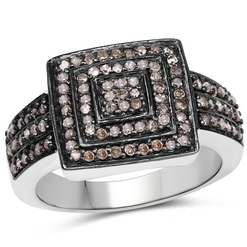 0.42 Carat Genuine Champagne Diamond .925 Sterling Silver Ring by Bids.com