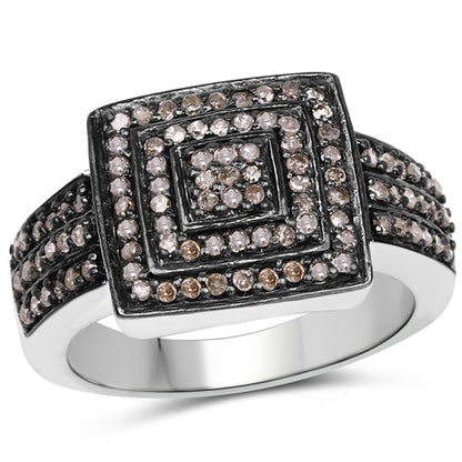 0.42 Carat Genuine Champagne Diamond .925 Sterling Silver Ring by Bids.com