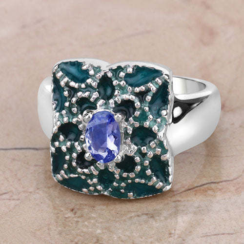 0.44 Carat Genuine Tanzanite .925 Sterling Silver Ring by Bids.com