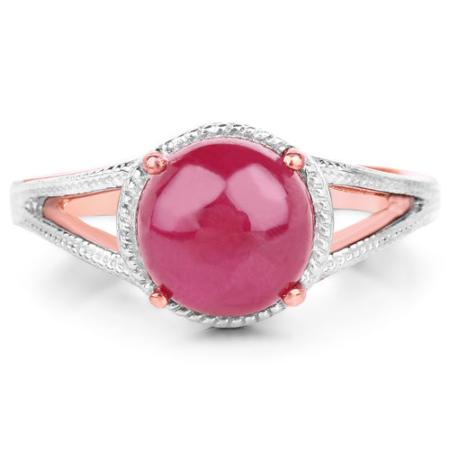 14K Rose Gold Plated 5.05 Carat Glass Filled Ruby .925 Sterling Silver Ring by Bids.com
