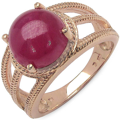 14K Rose Gold Plated 6.55 Carat Genuine Glass Filled Ruby .925 Sterling Silver Ring by Bids.com