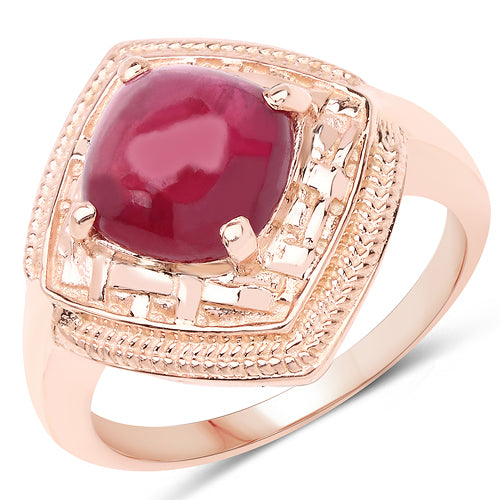 14K Rose Gold Plated 3.15 Carat Genuine Glass Filled Ruby .925 Sterling Silver Ring by Bids.com