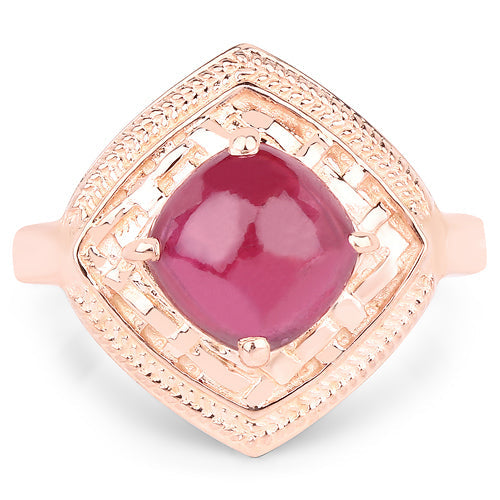 14K Rose Gold Plated 3.15 Carat Genuine Glass Filled Ruby .925 Sterling Silver Ring by Bids.com