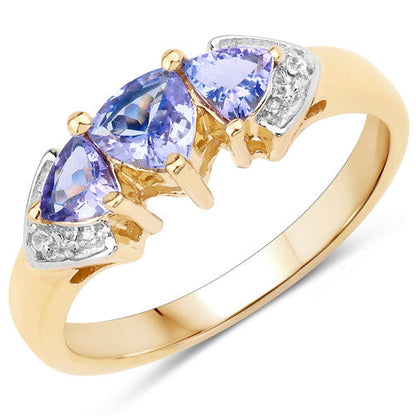 0.90 Carat Genuine Tanzanite and White Topaz .925 Sterling Silver Ring by Bids.com