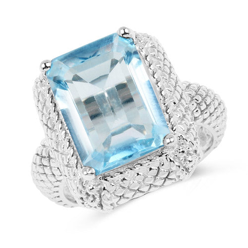 9.25 Carat Genuine Blue Topaz .925 Sterling Silver Ring by Bids.com