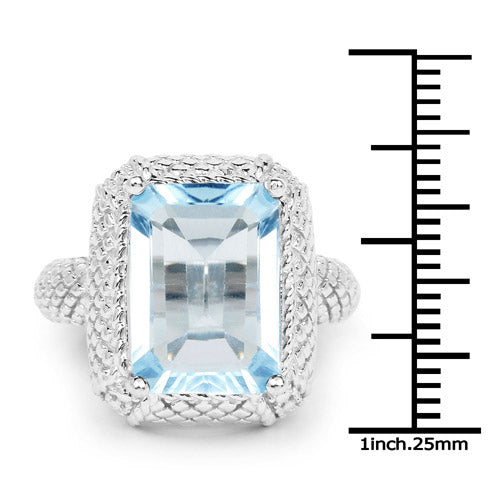 9.25 Carat Genuine Blue Topaz .925 Sterling Silver Ring by Bids.com