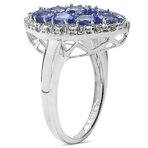 2.29 Carat Genuine Tanzanite &amp; White Topaz .925 Sterling Silver Ring by Bids.com