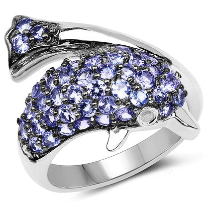 1.45 Carat Genuine Tanzanite and White Diamond .925 Sterling Silver Ring by Bids.com