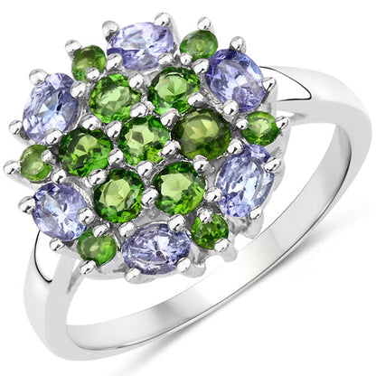2.03 Carat Genuine Tanzanite and Chrome Diopside .925 Sterling Silver Ring by Bids.com