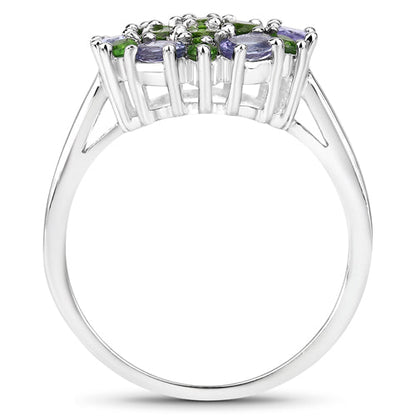 2.03 Carat Genuine Tanzanite and Chrome Diopside .925 Sterling Silver Ring by Bids.com
