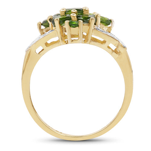 14K Yellow Gold Plated 1.26 Carat Genuine Chrome Diopside .925 Sterling Silver Ring  DestGlow