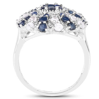 1.78 Carat Genuine Blue Sapphire &amp; White Topaz .925 Sterling Silver Ring by Bids.com