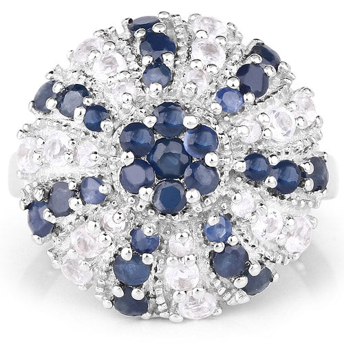 1.78 Carat Genuine Blue Sapphire &amp; White Topaz .925 Sterling Silver Ring by Bids.com