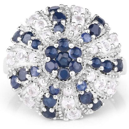 1.78 Carat Genuine Blue Sapphire &amp; White Topaz .925 Sterling Silver Ring by Bids.com