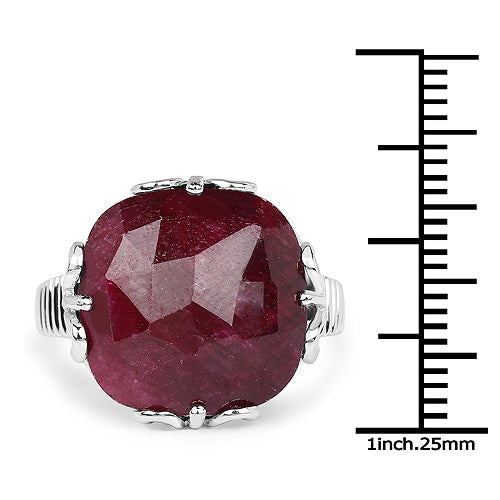 13.65 Carat Dyed Ruby .925 Sterling Silver Ring by Bids.com