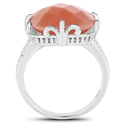 12.75 Carat Genuine Peach Moonstone .925 Sterling Silver Ring by Bids.com