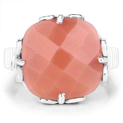 12.75 Carat Genuine Peach Moonstone .925 Sterling Silver Ring by Bids.com