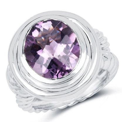 6.92 Carat Genuine Amethyst .925 Sterling Silver Ring  DestGlow