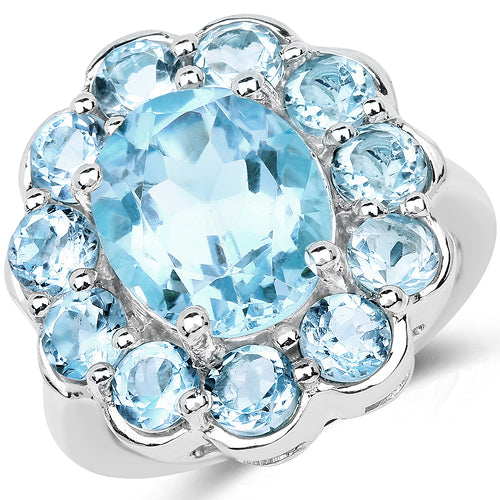 8.67 Carat Genuine Blue Topaz .925 Sterling Silver Ring by Bids.com