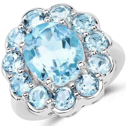 8.67 Carat Genuine Blue Topaz .925 Sterling Silver Ring by Bids.com