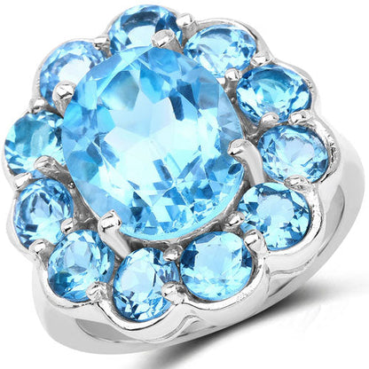 8.77 Carat Genuine Swiss Blue Topaz .925 Sterling Silver Ring by Bids.com