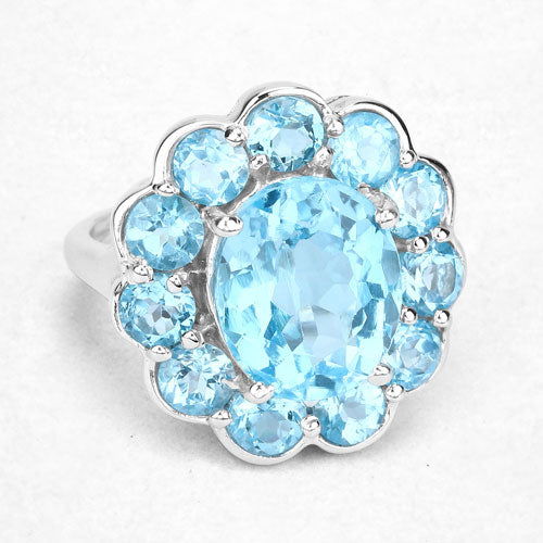 8.77 Carat Genuine Swiss Blue Topaz .925 Sterling Silver Ring by Bids.com