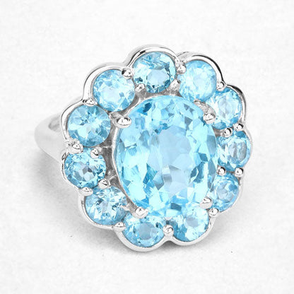 8.77 Carat Genuine Swiss Blue Topaz .925 Sterling Silver Ring by Bids.com
