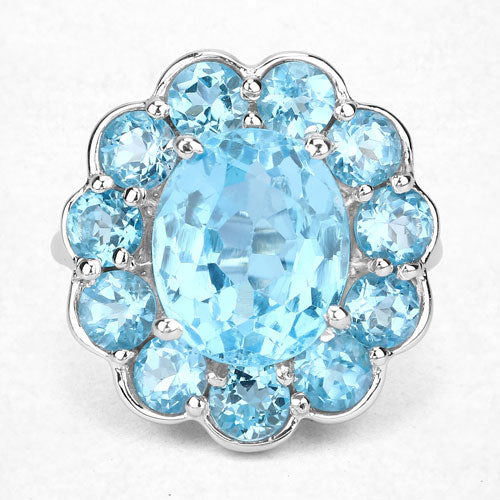 8.77 Carat Genuine Swiss Blue Topaz .925 Sterling Silver Ring by Bids.com