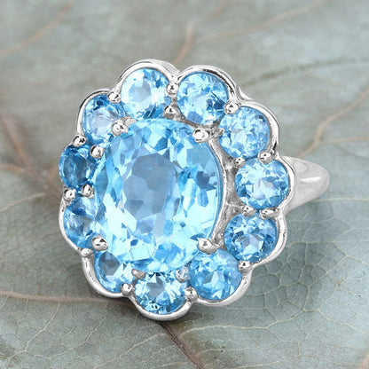 8.77 Carat Genuine Swiss Blue Topaz .925 Sterling Silver Ring by Bids.com