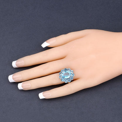 8.77 Carat Genuine Swiss Blue Topaz .925 Sterling Silver Ring by Bids.com