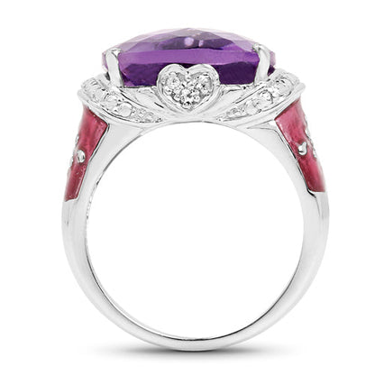 8.86 Carat Genuine Amethyst &amp; White Topaz .925 Sterling Silver Ring by Bids.com