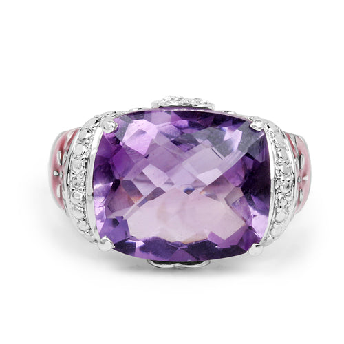 8.86 Carat Genuine Amethyst &amp; White Topaz .925 Sterling Silver Ring by Bids.com