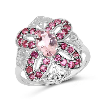 1.82 Carat Genuine Morganite &amp; Rhodolite .925 Sterling Silver Ring by Bids.com