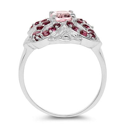 1.82 Carat Genuine Morganite &amp; Rhodolite .925 Sterling Silver Ring by Bids.com