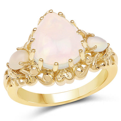 14K Yellow Gold Plated 3.26 Carat Genuine Ethiopian Opal .925 Sterling Silver Ring by Bids.com
