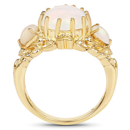 14K Yellow Gold Plated 3.26 Carat Genuine Ethiopian Opal .925 Sterling Silver Ring by Bids.com