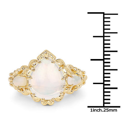 14K Yellow Gold Plated 3.26 Carat Genuine Ethiopian Opal .925 Sterling Silver Ring by Bids.com