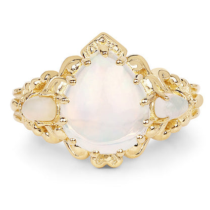 14K Yellow Gold Plated 3.26 Carat Genuine Ethiopian Opal .925 Sterling Silver Ring by Bids.com