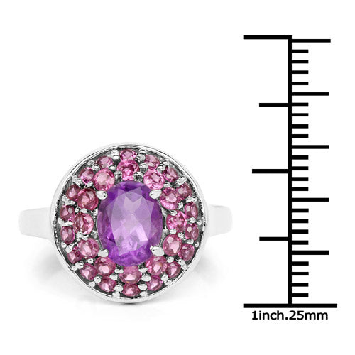 2.48 Carat Genuine Amethyst and Rhodolite .925 Sterling Silver Ring by Bids.com
