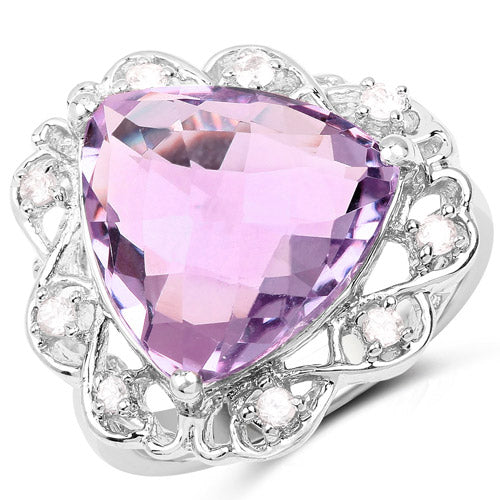 8.86 Carat Genuine Amethyst and White Zircon .925 Sterling Silver Ring by Bids.com