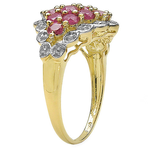 14K Yellow Gold Plated 2.08 Carat Genuine Ruby .925 Sterling Silver Ring by Bids.com