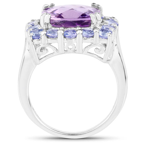 6.63 Carat Genuine Amethyst and Tanzanite .925 Sterling Silver Ring by Bids.com