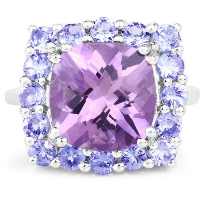 6.63 Carat Genuine Amethyst and Tanzanite .925 Sterling Silver Ring by Bids.com