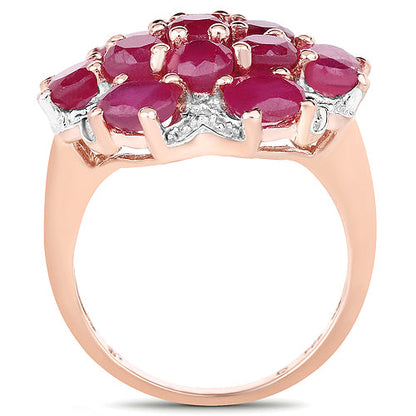 14K Rose Gold Plated 4.52 Carat Genuine Glass Filled Ruby .925 Sterling Silver Ring by Bids.com