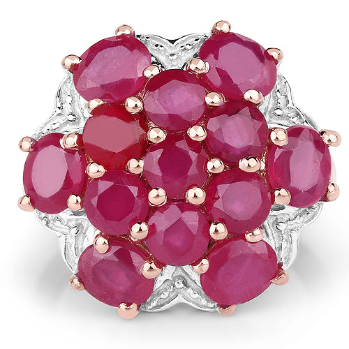 14K Rose Gold Plated 4.52 Carat Genuine Glass Filled Ruby .925 Sterling Silver Ring by Bids.com